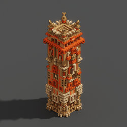 Orange Voxel Tower