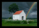 small church and rainbow by Hartmut-Lerch
