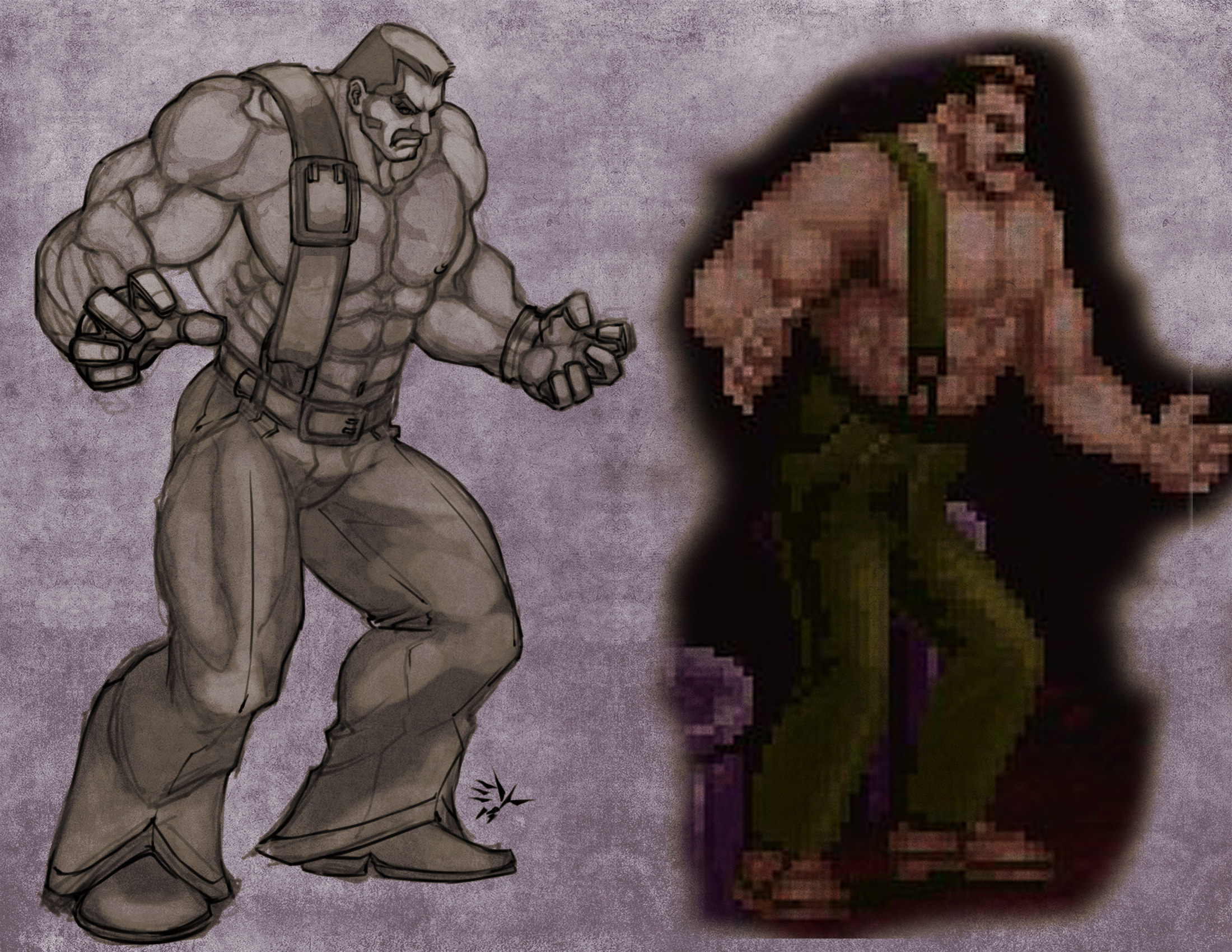 Mike Haggar HD game sprite sketch