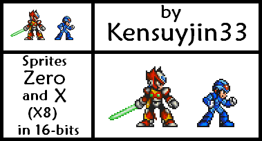 Sprites Zero and X (MegaMan X8) in 16-bits