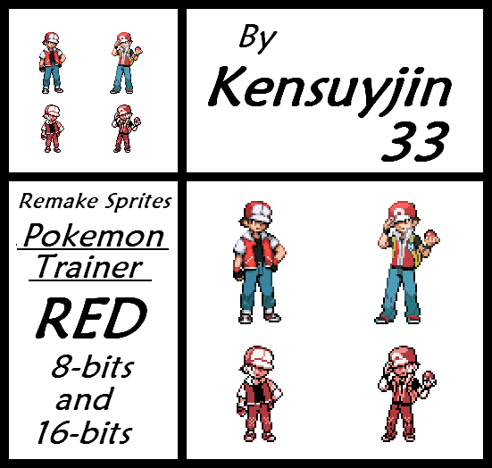 Remake sprites POKEMON Trainer RED (8-bit/16-bit) by kensuyjin33