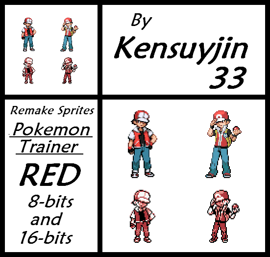 Pixilart - pokemon trainer red sprite. (pokemon origins color) by