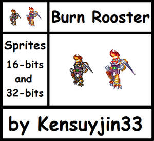 Sprite Burn Rooster- MegaManX8 in16-bit and 32-bit