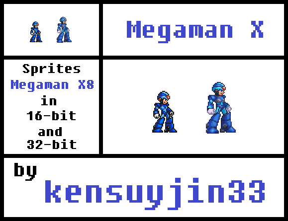 Megaman X (X8) Pose Sprites in 16-bits and 32-bits