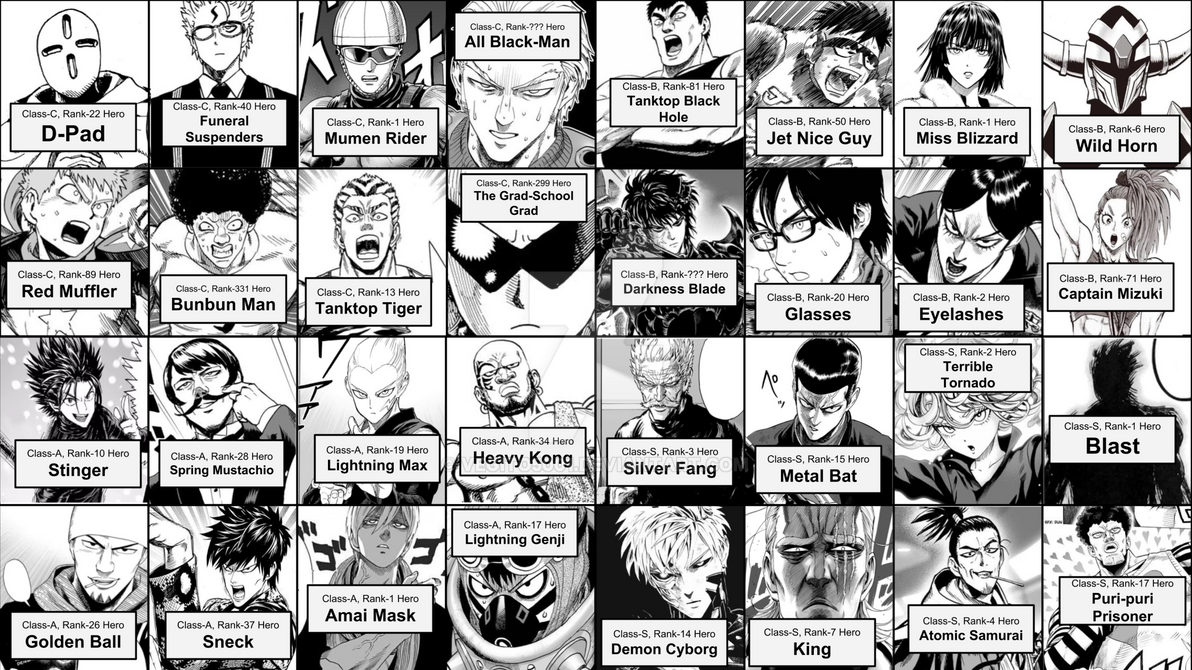 One Punch Man All Classes By Vegito5001 On Deviantart