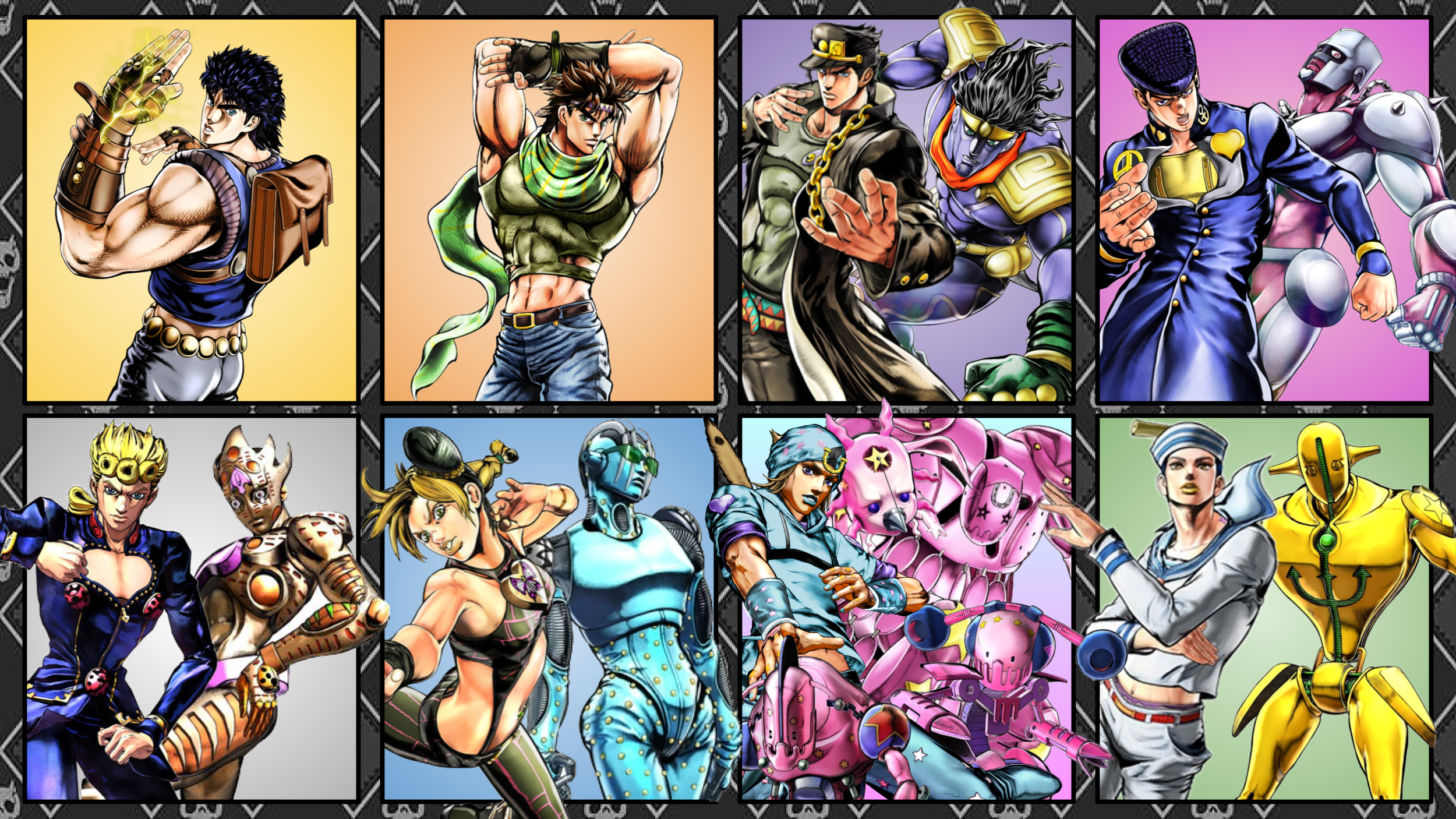 All Joestars And Their Stands Background By Vegwastaken On Deviantart