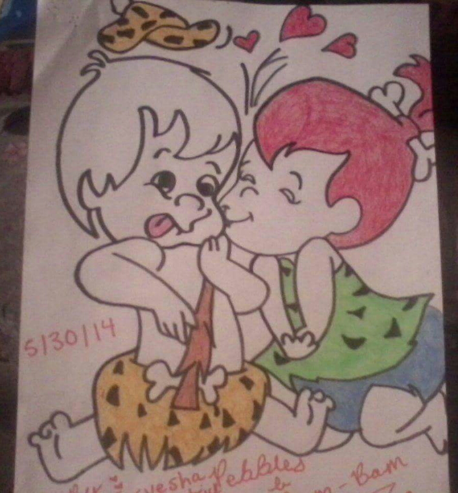 Pebbles And Bam-Bam From The Flintstones Drawing By Amazingartphenom On  Deviantart