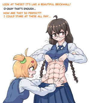 Admiring the class president's abs