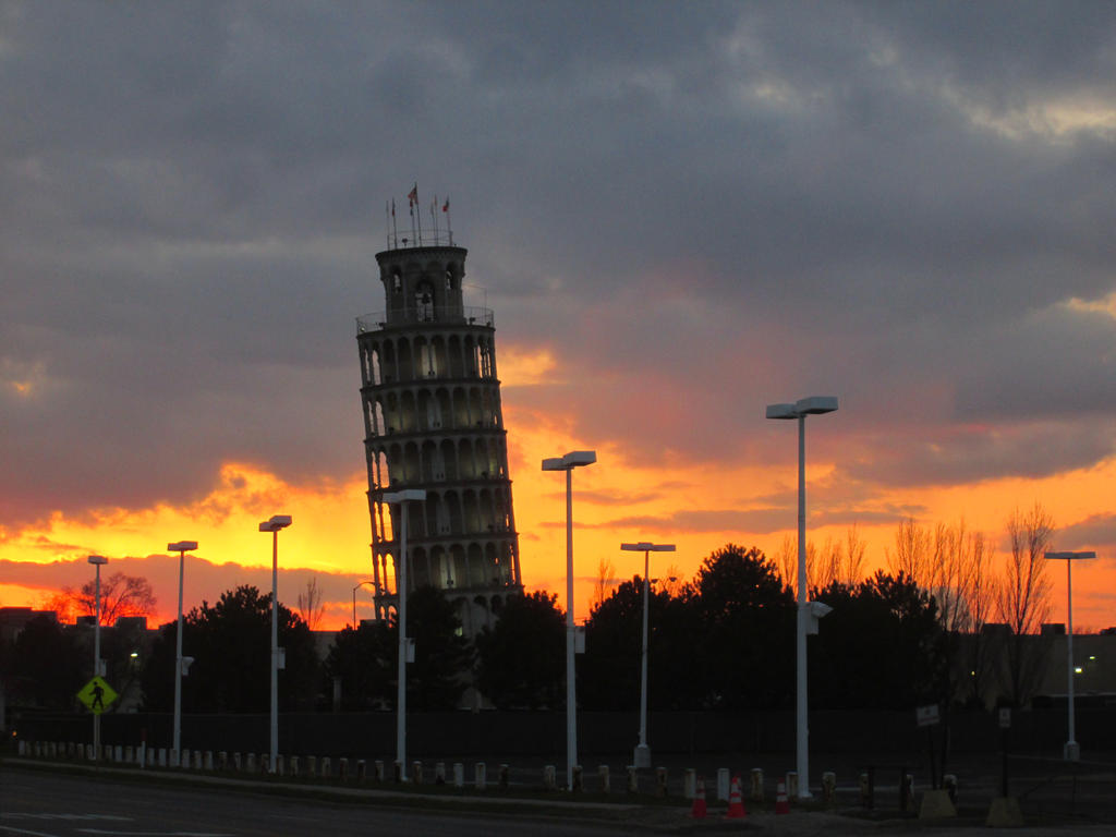 Leaning Tower in the flames of the setting sun