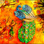 Painting on silk with a Peacock