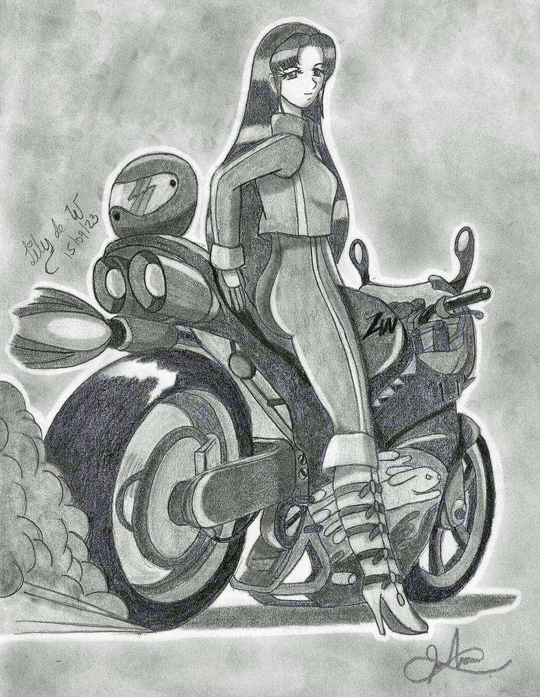 Collab: Lily and her moto - B/W version by Lily-de-Wakabayashi on ...