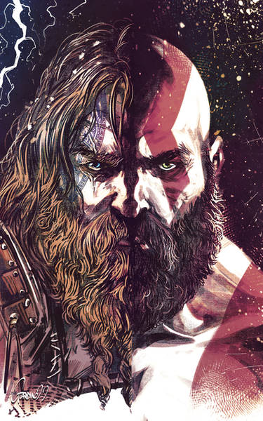 Kratos vs. Thor God of War Ragnarok Art 4K Wallpaper iPhone HD
