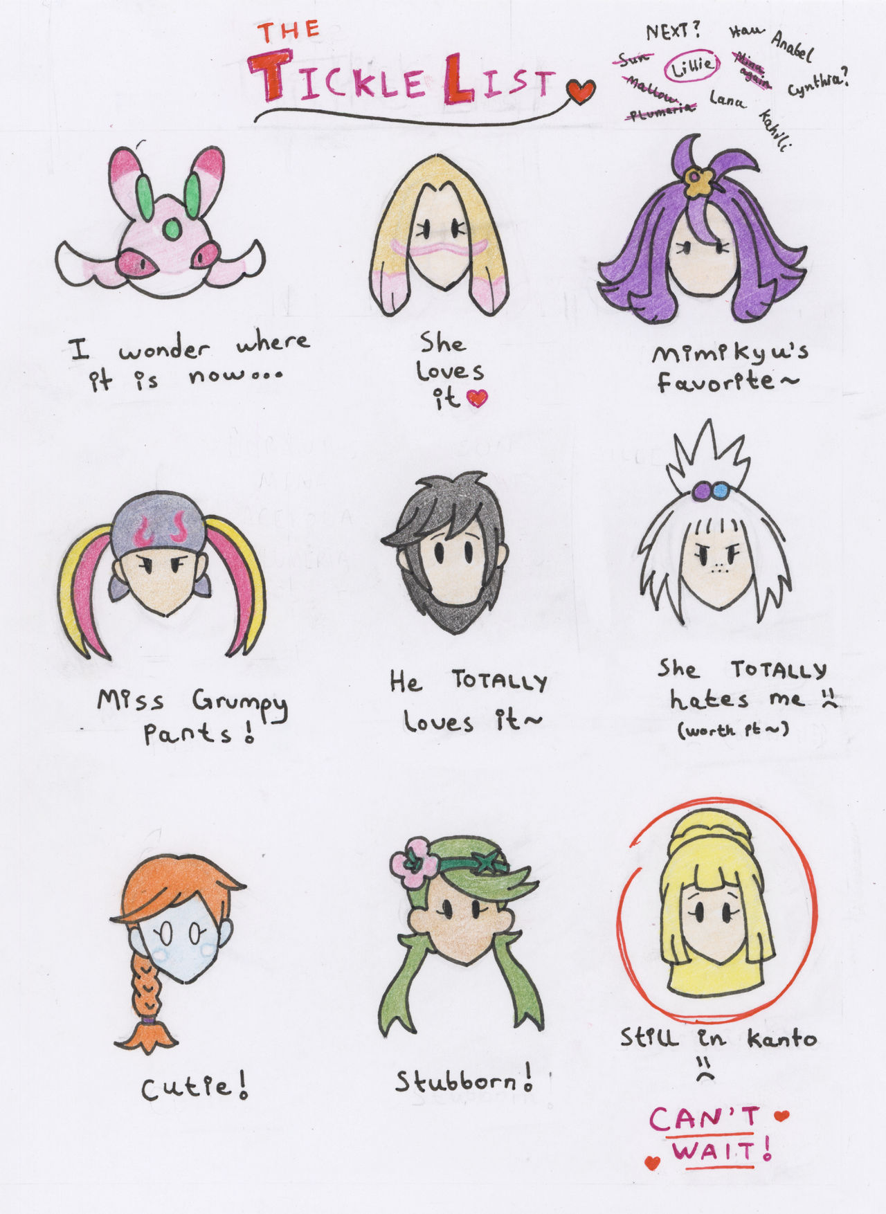 Moon Tickling Alola Moon's Tickle List by ProRaindancer on DeviantArt