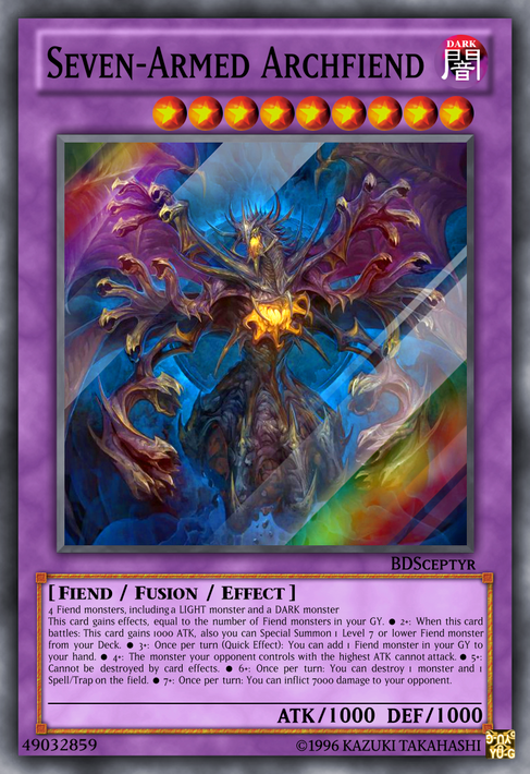 yugioh seven armed fiend card CUSTOM|Seven-Armed Fiend|Ultra|JP|DIY DisplayONLY