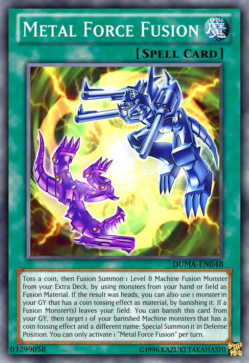 yugioh machine fusion cards Yu-Gi-Oh! - Anti-Fusion Device (STON-EN055) - Strike of Neos - Unlimited Edition Discard 1 card from your hand to destroy 1 card on your opponents side of the field. Metal Force Fusion by BDSceptyr