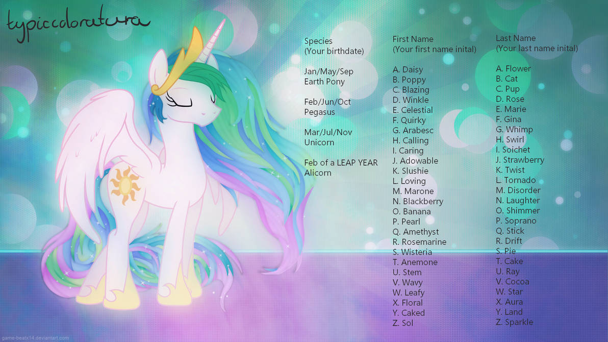  Name Generator Image My Little Pony by typiccoloratura on 