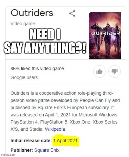 A Square-Enix game released on April 1st?