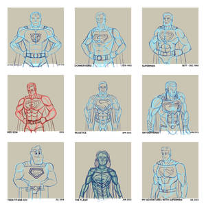 Supermen (rough + draft line art)