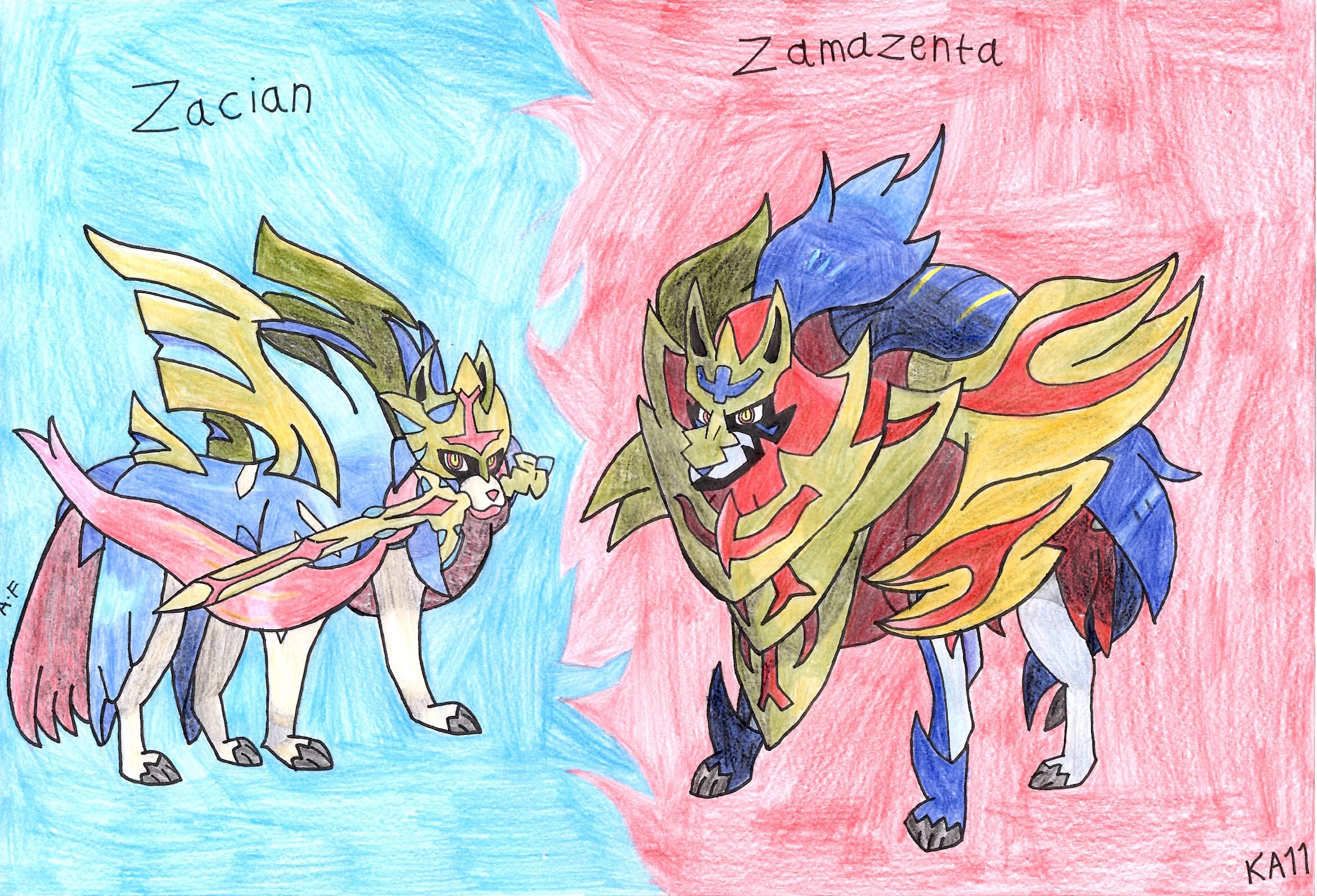 zacian and zacian (pokemon) drawn by saiku_(zvlku)