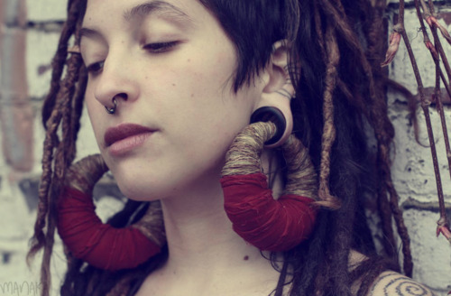 Red Path -Organic Hemp Earrings for Stretched Ears