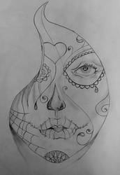 Painted Candy Skull Face Sketch Tattoo Design