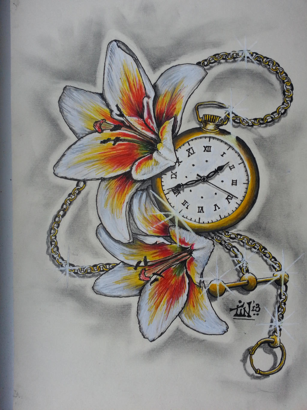 Pocketwatch n Lillies