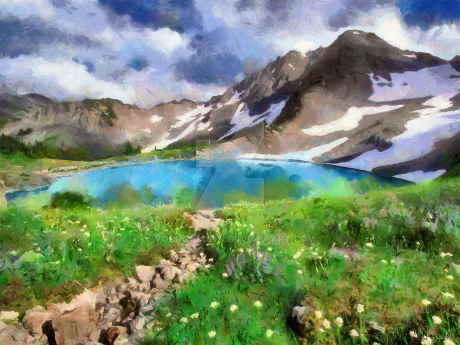 Swiss Alps Lake Painting