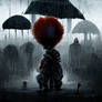 pennywise standing outside in the rain