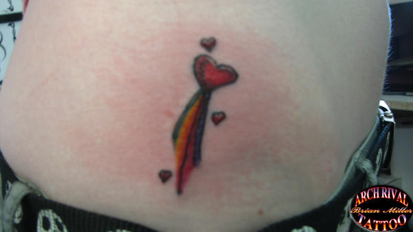 heart tattoo with rainbow