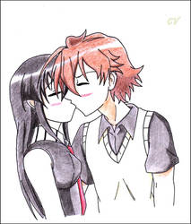 Akame and Tatsumi kiss