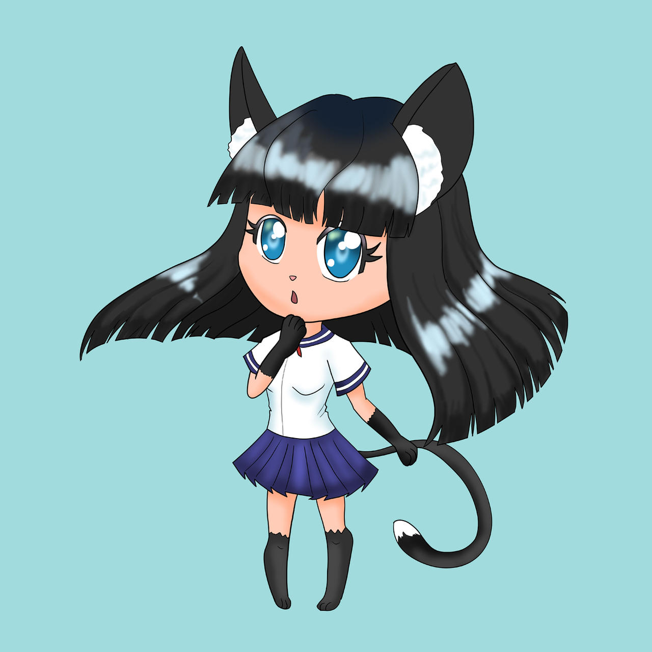 cute black cat girl