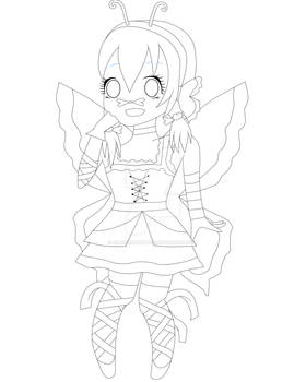 Chibi Butterfly Girl [Lineart] -AleTheNekoMiau