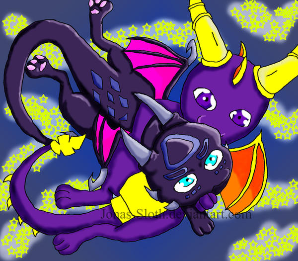 Spyro and Cynder chibi love