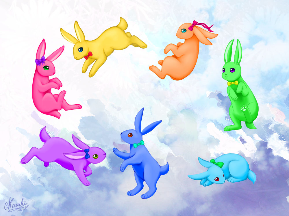Rainbow Rabbit Deviantart rainbow bunnies by Kamhi on DeviantArt