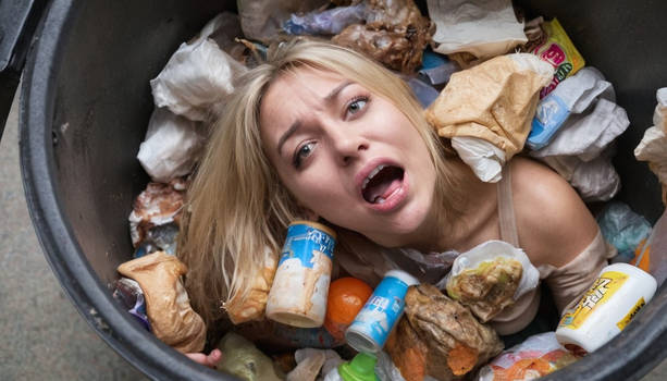 Female in the gross Garbage