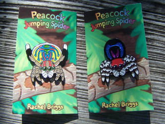 Peacock and Rainbow Jumping Spider Enamel Pins