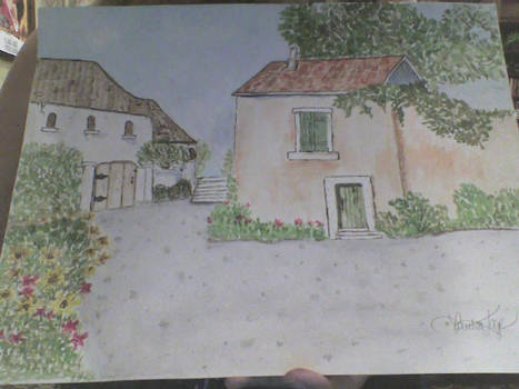 Watercolor painting 2 French Houses