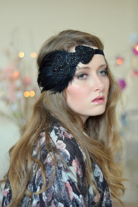 Gothic Glam flapper headband 1920s by paradiseshoretwins