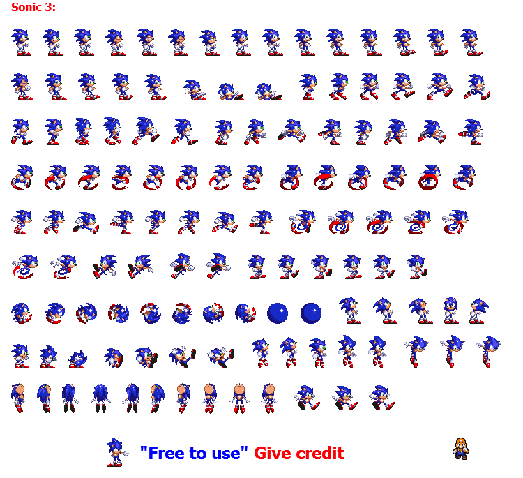 Download Sonic Sprite Sheet PNG Image with No Background 