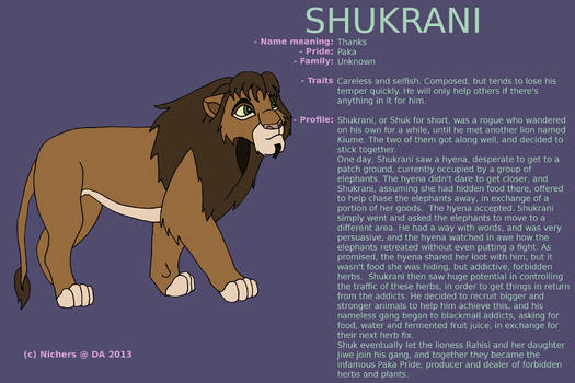 Character sheet - SHUKRANI