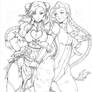 Chunli and Cammy (lineart)
