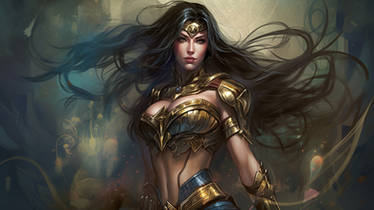 Wonder Woman in Gold Plated Armor - Fantasy Art