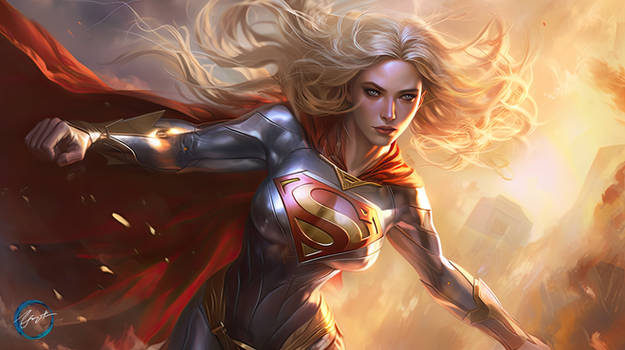 Radiant Flight: Supergirl Soaring through the Sunl