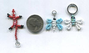 Tiny Beaded  Lizard And Butterflies Keychain