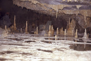 Karst Cave Lakes and stalagmites