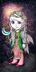 Whitemoon in pink and green