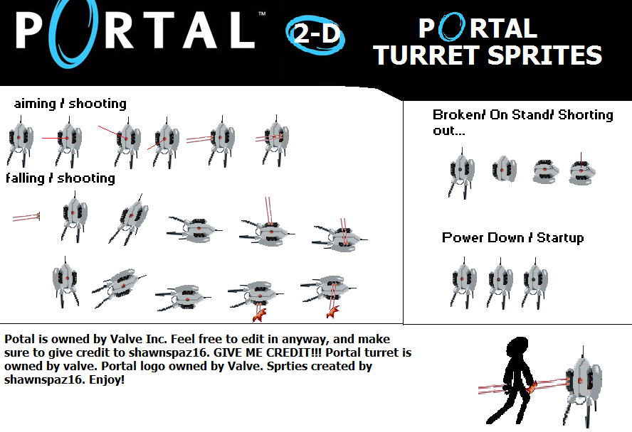 Turret Sprite Ratoate Portal Turret Sprites by spaz16 on DeviantArt