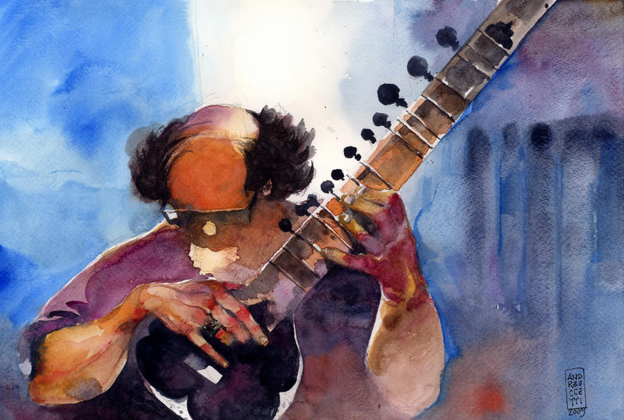 Suonatore di sitar by andreuccettiart