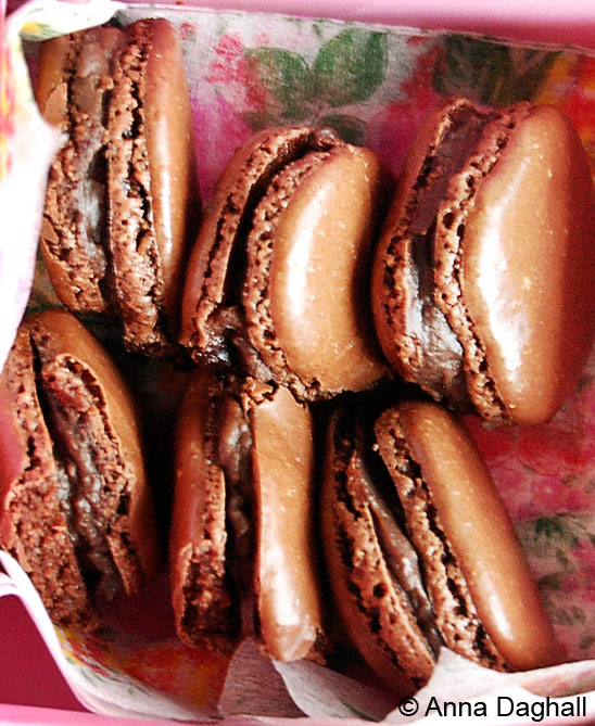 Home made chocolate macarons