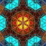 Glass Tile Kaleidoscope Yellow Orange and Blue